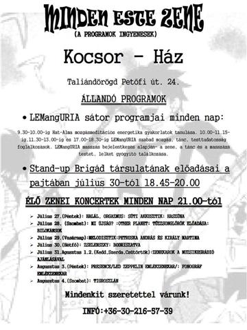 Kocsor ház program